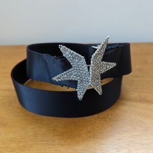 Vintage 90s Crystal Rhinestone Star Satin Belt‎ Statement Maximalist